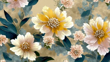 Blossoming Beauty: A Digital All Over Flower Pattern"