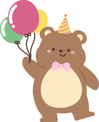 Cute bear with balloon illustration vector