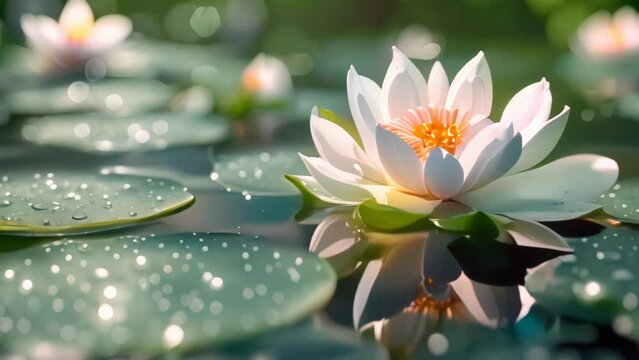 Water lily on the Water Footage 4K