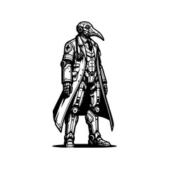 Obraz premium full body figure doctor plague body mechanical futuristic mecha robot vector illustration