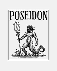 Poseidon or Neptune god of the sea vector illustration