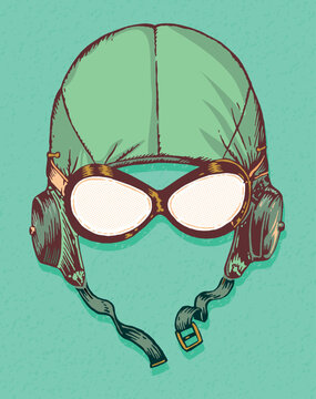 Vector illustration of old aviator helmet.