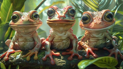 Frogs Animal Viruses explored through a story of supernatural powers, where a mystic islands fauna exhibit bizarre symptoms leading to heroic quests for a cure - obrazy, fototapety, plakaty