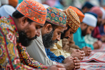 Muslims performing prayers on Eid Al-Adha