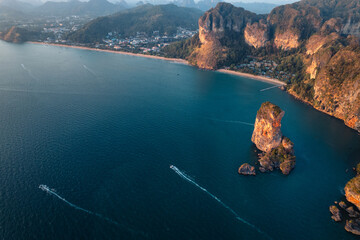 Seascape and rocky mountains at Railay Krabi