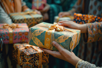 Gifts being exchanged on Eid Al-Adha