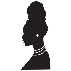 Woman Black History Month. Head Woman Side View Silhouette. Vector Illustration