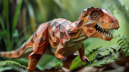 Wandaufkleber A cute dinosaurus, layered paper style, paper folding art, A gorgeously rendered papercraft world, graphic design © rajagambar99