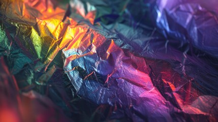 Holographic foil textures creating an iridescent rainbow effect