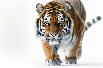 A tiger prowling, ready to pounce