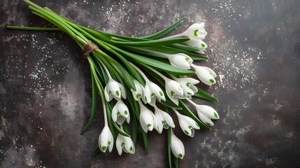 bunch of snow drops flowers 