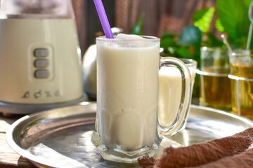 coconut and milk smoothie retro blackground	
