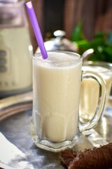 coconut and milk smoothie retro blackground
