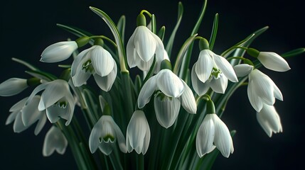 bunch of snow drops flowers 
