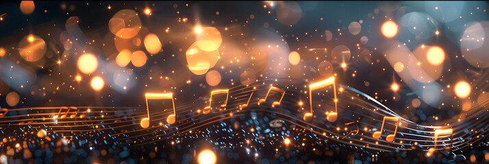 An abstract digital 3d clef with stars on blue background This poster art is about Digital music Orchestral entertainment Modern technology Music school symbol Key tune Clef sign Treble note
