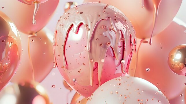 Festive Metallic Drip Cake Inspired Balloon Bouquet