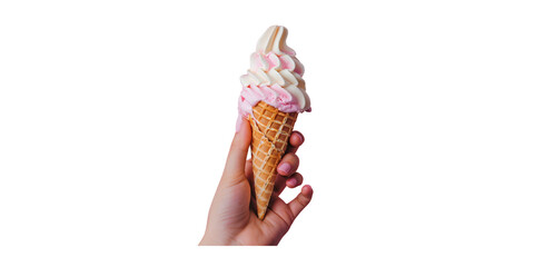 Obraz premium hand holding ice cream on pastel background