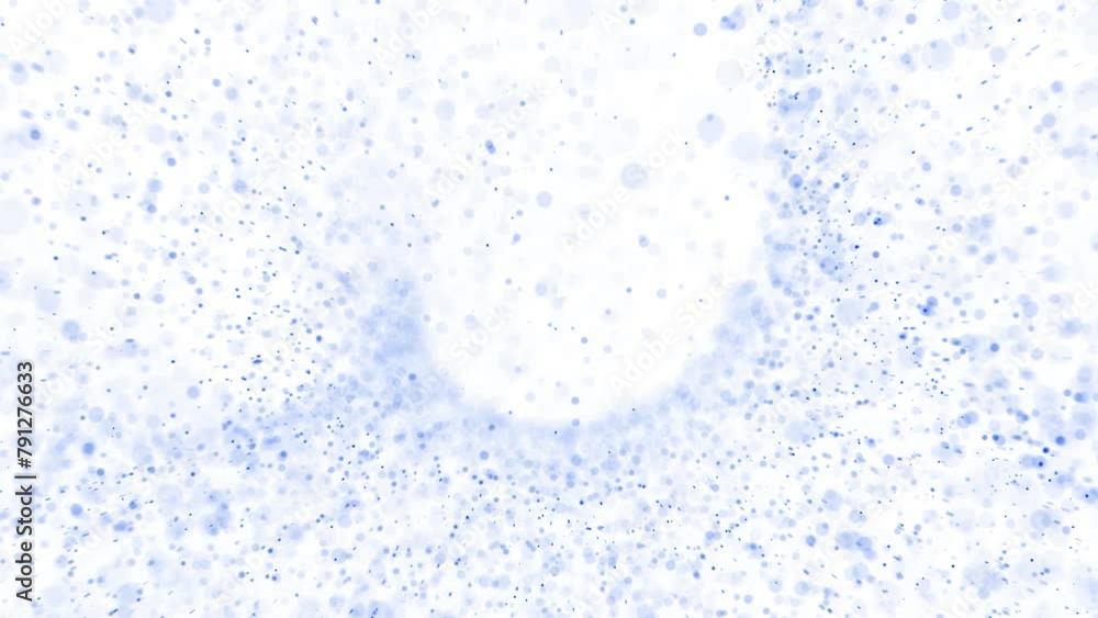 Poster abstract loop flying through blurred dots on white background.