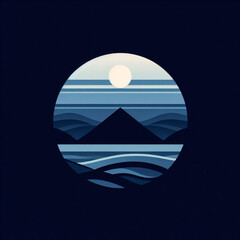 Hellblaue, glatte Wellen, dunkelblauer Hintergrund mit Farbverlauf, verschwommenes Wellenmuster mit glatten Streifen, Tapete. - obrazy, fototapety, plakaty