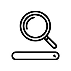 search as a simple single icon logo outline, vector illustration, isolated on transparent background