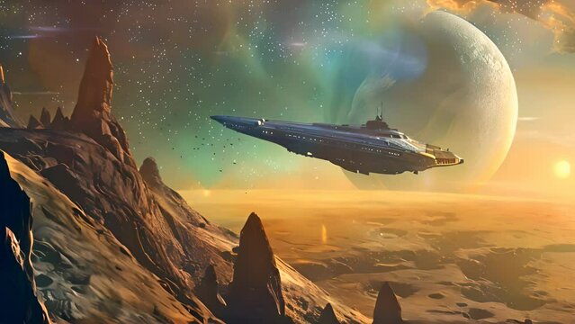 A colony ship approaching a habitable planet in the Alpha Centauri system