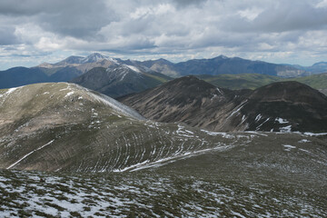 Beautiful panorama from the summit of Monte Calvo in Abruzzo during spring day, Italy