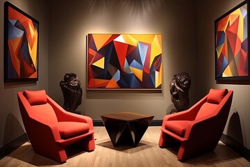 Abstract Cubism Art Gallery: Angular Design Statement Chairs for Home Concepts