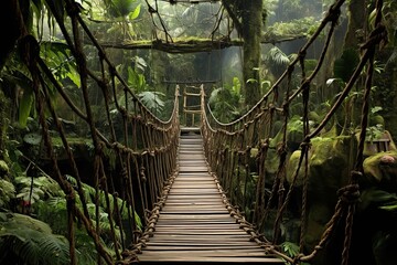 Adventure Ropes and Stone Pathways: Inspiring Amazon Rainforest Conservatory Design - obrazy, fototapety, plakaty