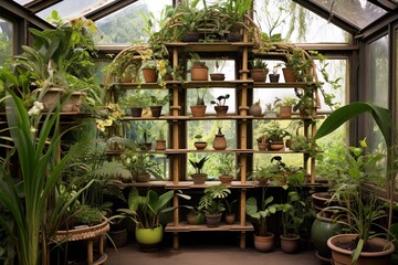 Orchid Arrays and Bamboo Shelves for Amazon Rainforest Conservatory Inspiration