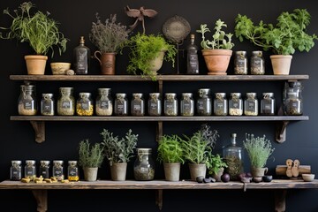 Apothecary Style Herb Kitchen Designs: Foraging Map Wall Decor & Chalkboard Labels Collection - obrazy, fototapety, plakaty
