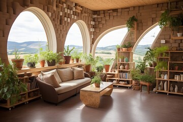 Natural Ventilation and Cork Flooring: Eco-Friendly Earthship Living Room Decors
