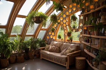 Eco-Friendly Earthship Living Room Decors: Solar Tube Lighting & Living Wall Herb Vibes