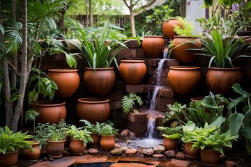 Terracotta Pots: Floating Waterfall Garden Features with Stunning Waterfall Urns