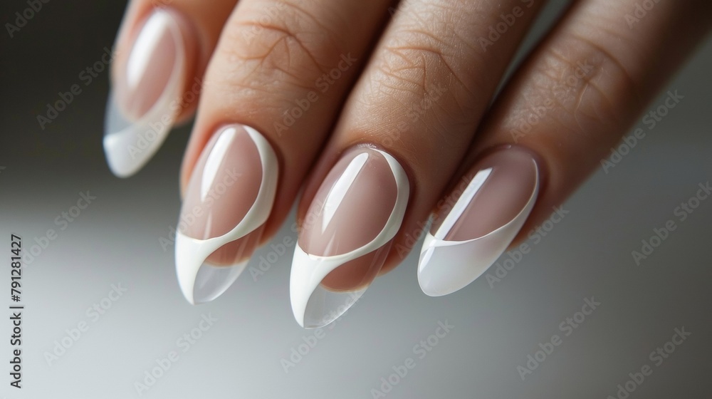 Poster the use of negative space with some parts of the nail left creating a minimalist yet striking nail a