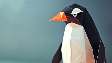 
A cute penguin ,layered paper style, paper folding art, A gorgeously rendered papercraft world, graphic design,