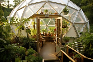 Smart Soil Sensors: Geodesic Dome Greenhouse Permaculture Designs & Inspirations - obrazy, fototapety, plakaty