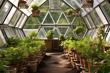 Fototapeta na wymiar Vermicomposting Bins & Root Vegetable Plots: Geodesic Dome Greenhouse Inspirations