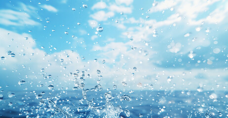 Close-up photo of water splash. Splash of rain or sea water