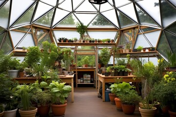 Year-Round Gardening Magic: Geodesic Dome Greenhouse Inspirations with Aromatic Herbs