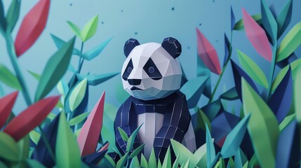 A cute Panda, layered paper style, paper folding art, A gorgeously rendered papercraft world, graphic design,