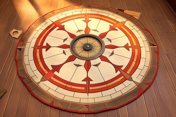 Foghorn Accessory & Compass Rose Rug: Lighthouse Keeper�s Cottage Concepts - obrazy, fototapety, plakaty