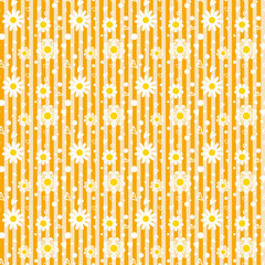 seamless pattern with mini camomile orange wallpaper 