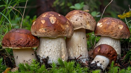 Mushrooms in the jungle close-up