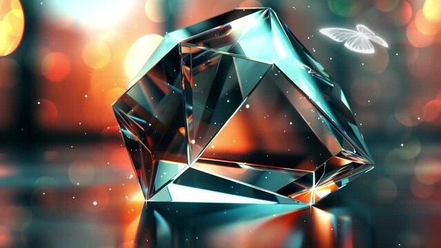 geometric background. realistic render of a symmetrical polyhedral shape. seamless looping overlay 4k virtual video animation background