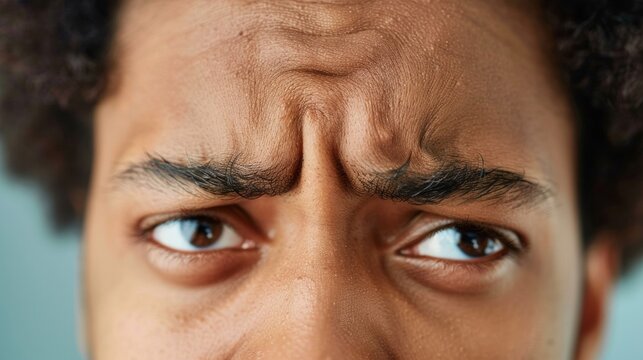 A furrowed forehead revealing the pressure of processing intricate thoughts. .