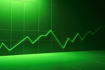 Abstract Green Background With Overlapping Light Trails and Graph Lines - 791285038