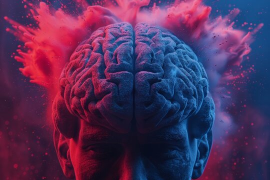 Human brain colorful splash creativity exploding with new ideas plans motivation brainstorm and education concept emotional intelligence mindfulness minds science abstract intellect genius psychology