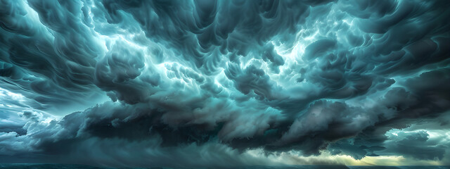 A dramatic and ominous storm cloudscape with dark sky, portraying an impending thunderstorm on a stormy day.