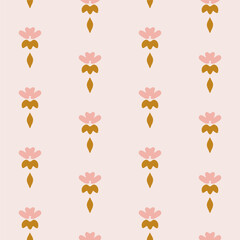 Flower motif forming a subtle spendor floral stripes pattern with brown,pastel pink,cream. Great for homedecor,fabric,wallpaper,giftwrap,stationery,packaging design projects.