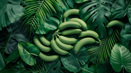 Many bananas on jungle tree